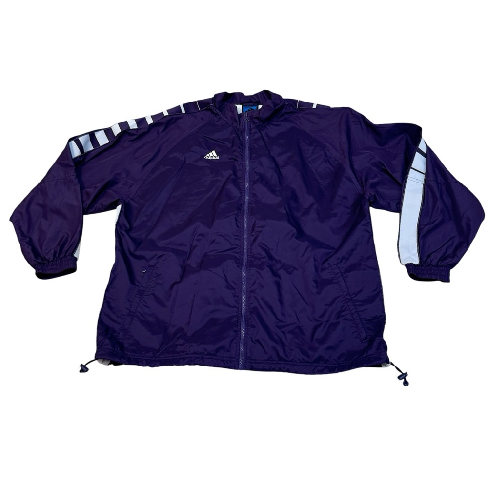 Vintage Adidas Retro Purple/White Nylon Windbreaker Track Jacket Size 2XL